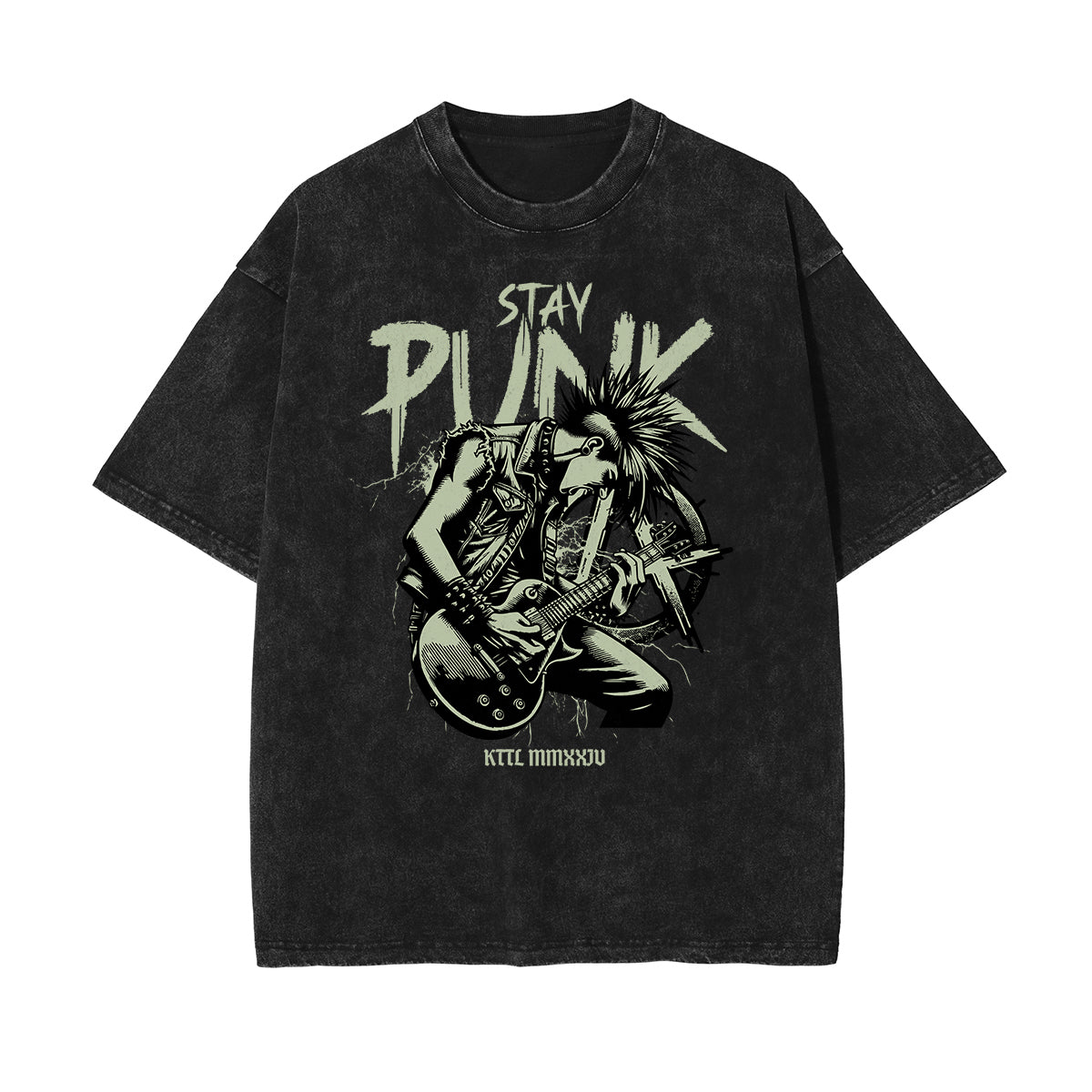 Stone Wash Rock Style Pattern T Shirt