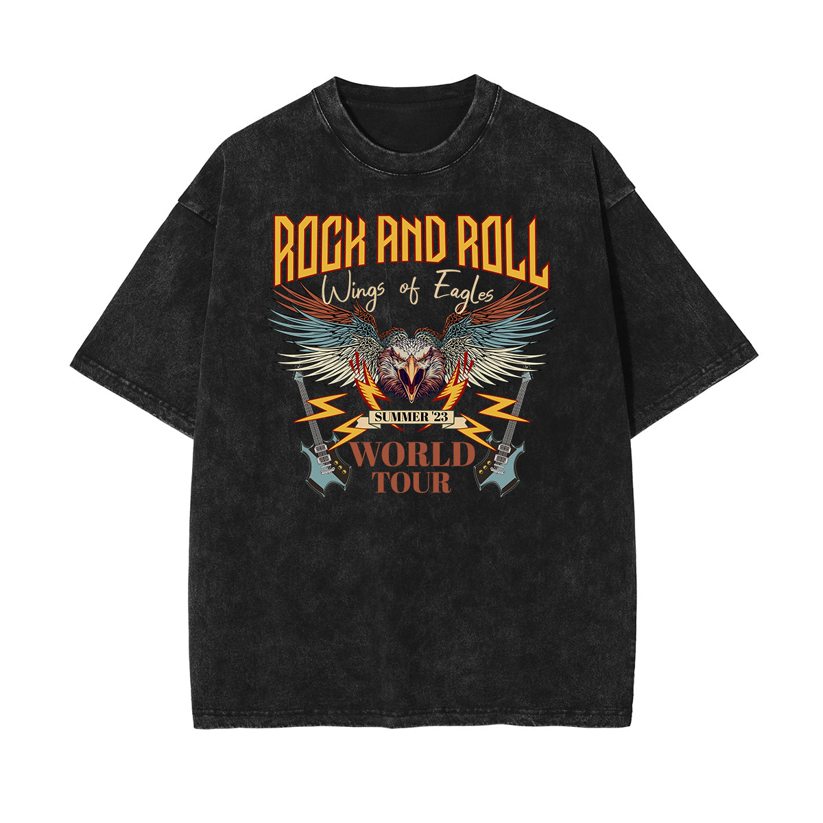 Stone Wash Rock Style Pattern T Shirt