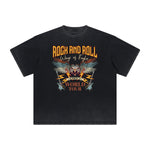 Thick Faded Rock Style Graphic T Shirt