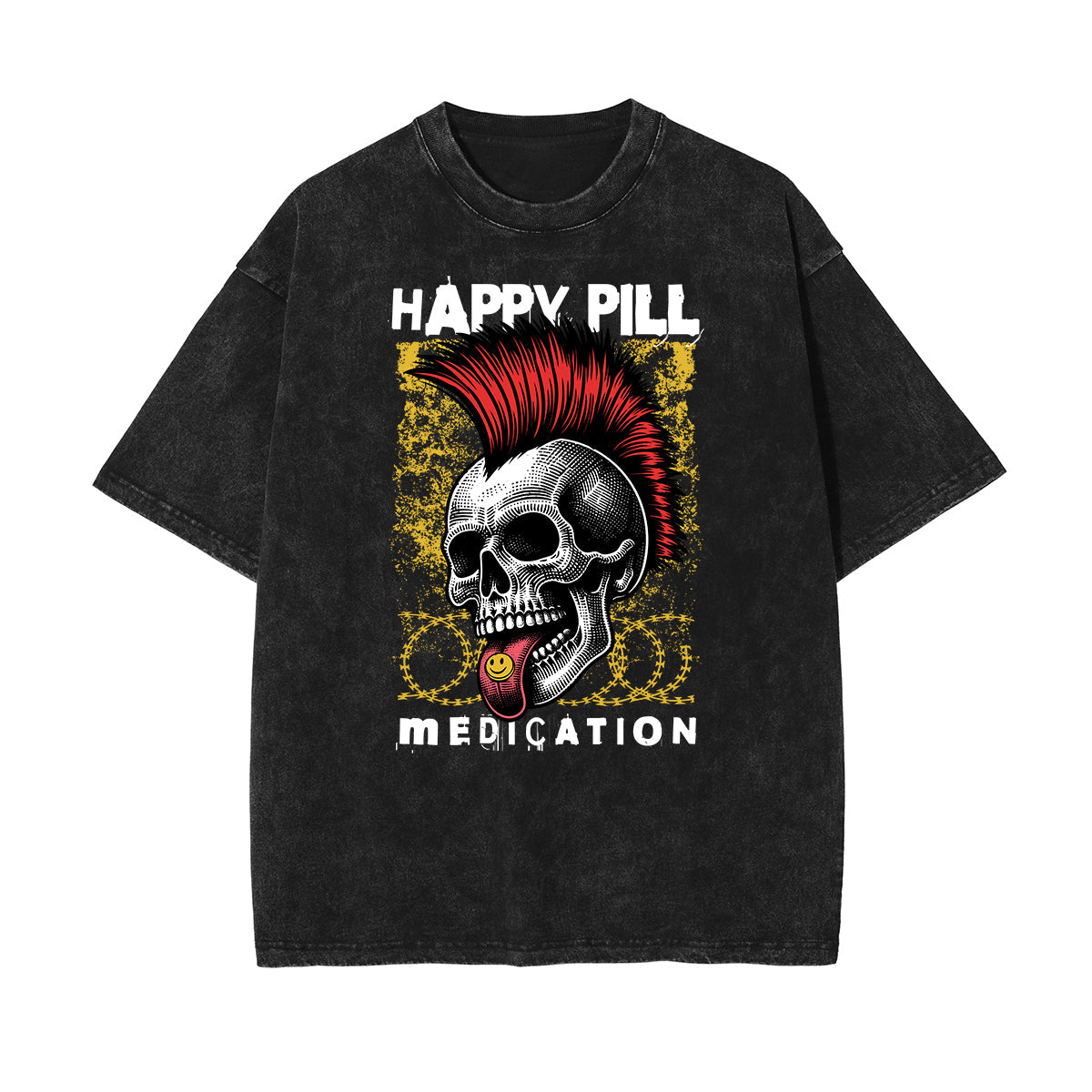 Stone Wash Rock Style Pattern T Shirt