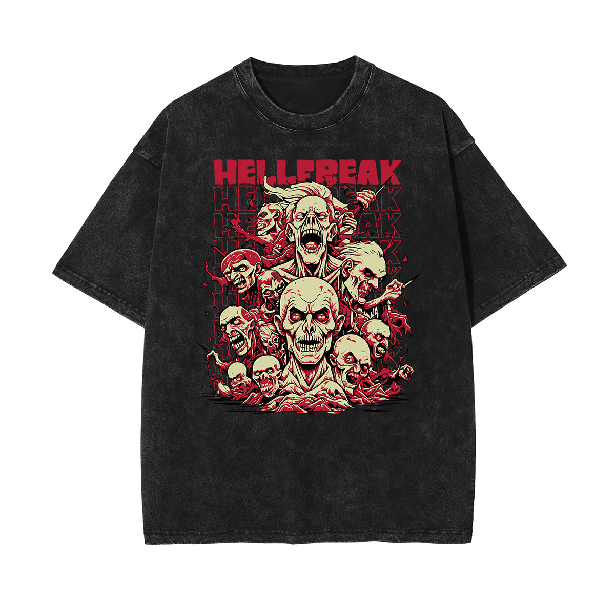 Stone Wash Rock Style Pattern T Shirt