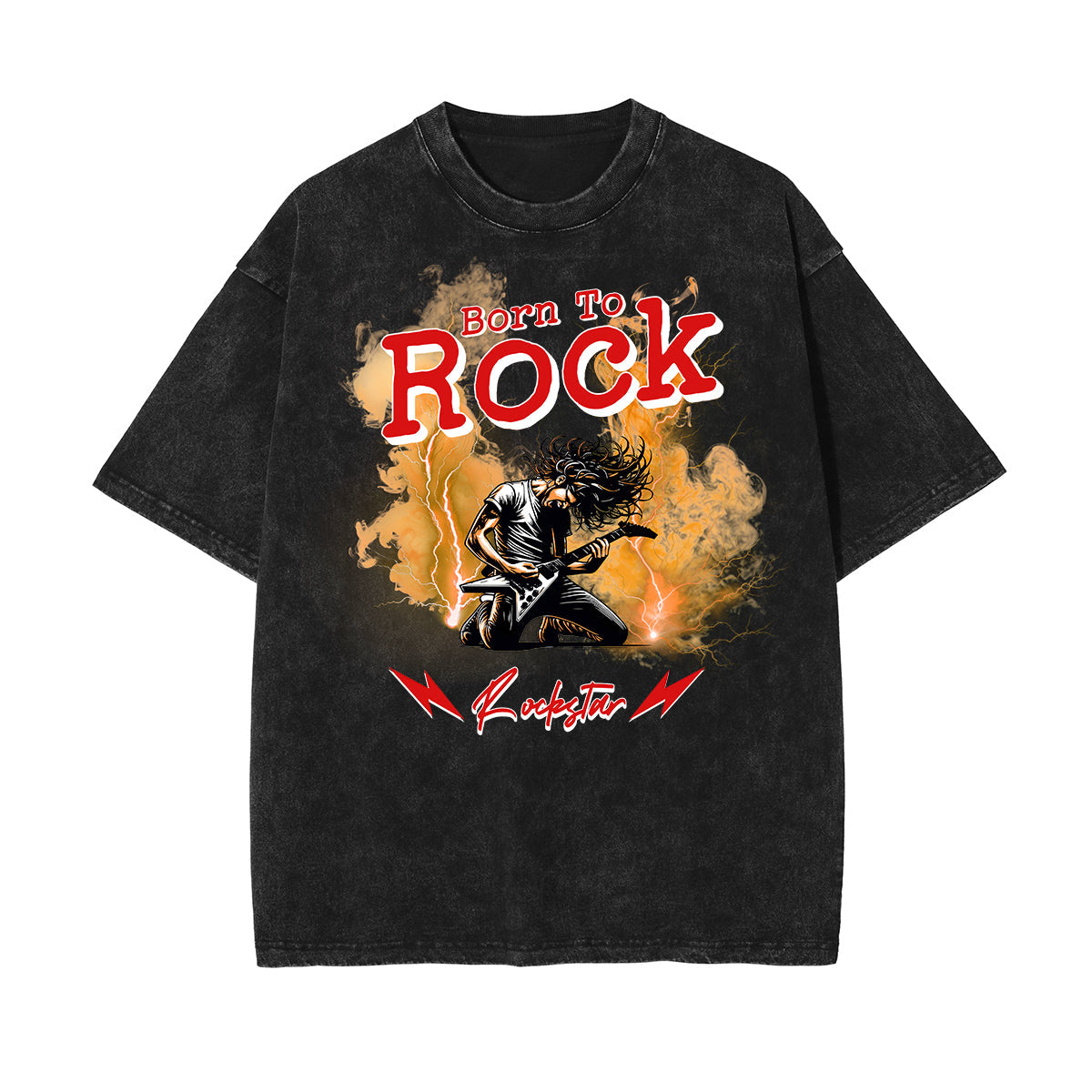 Stone Wash Rock Style Pattern T Shirt