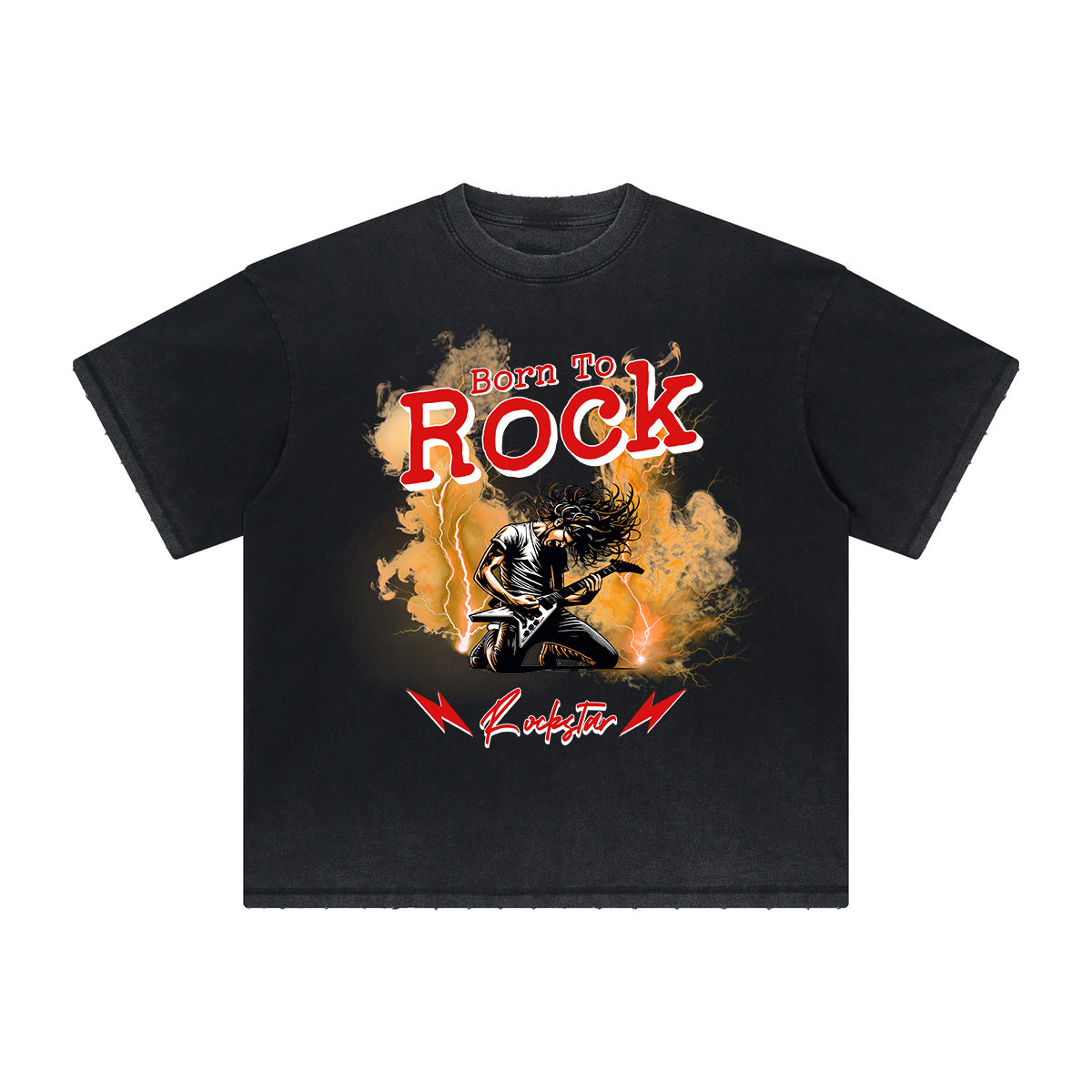 Thick Faded Rock Style Graphic T Shirt