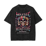 Stone Wash Rock Style Pattern T Shirt