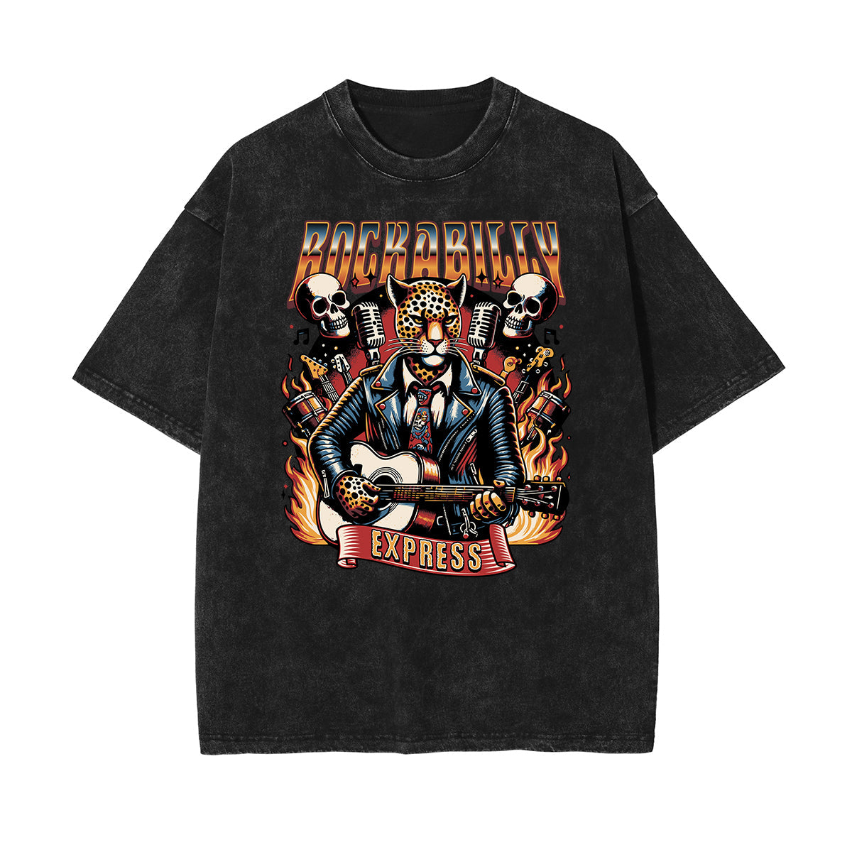 Stone Wash Rock Style Pattern T Shirt