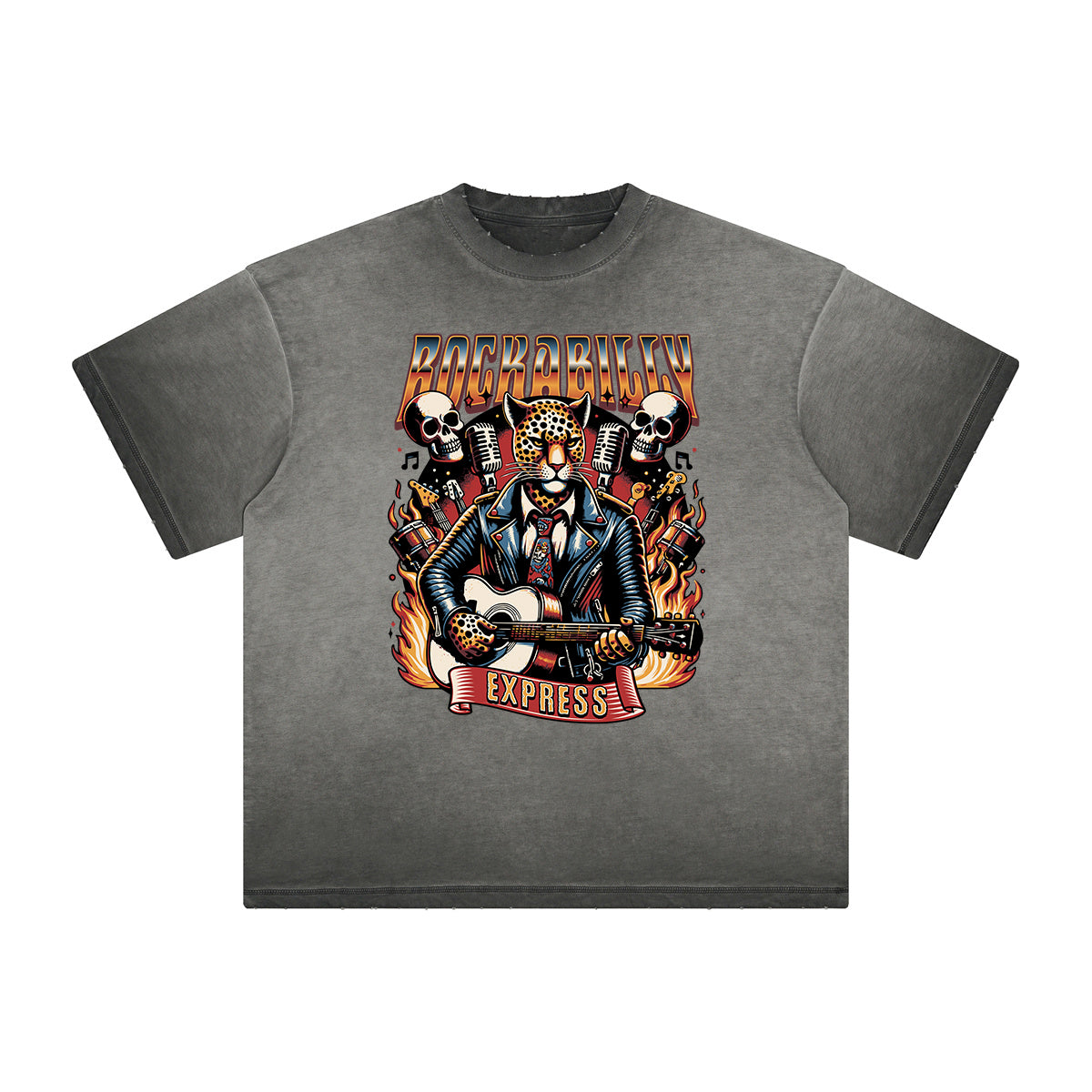 Vintage Frayed Rock Style Pattern Tee