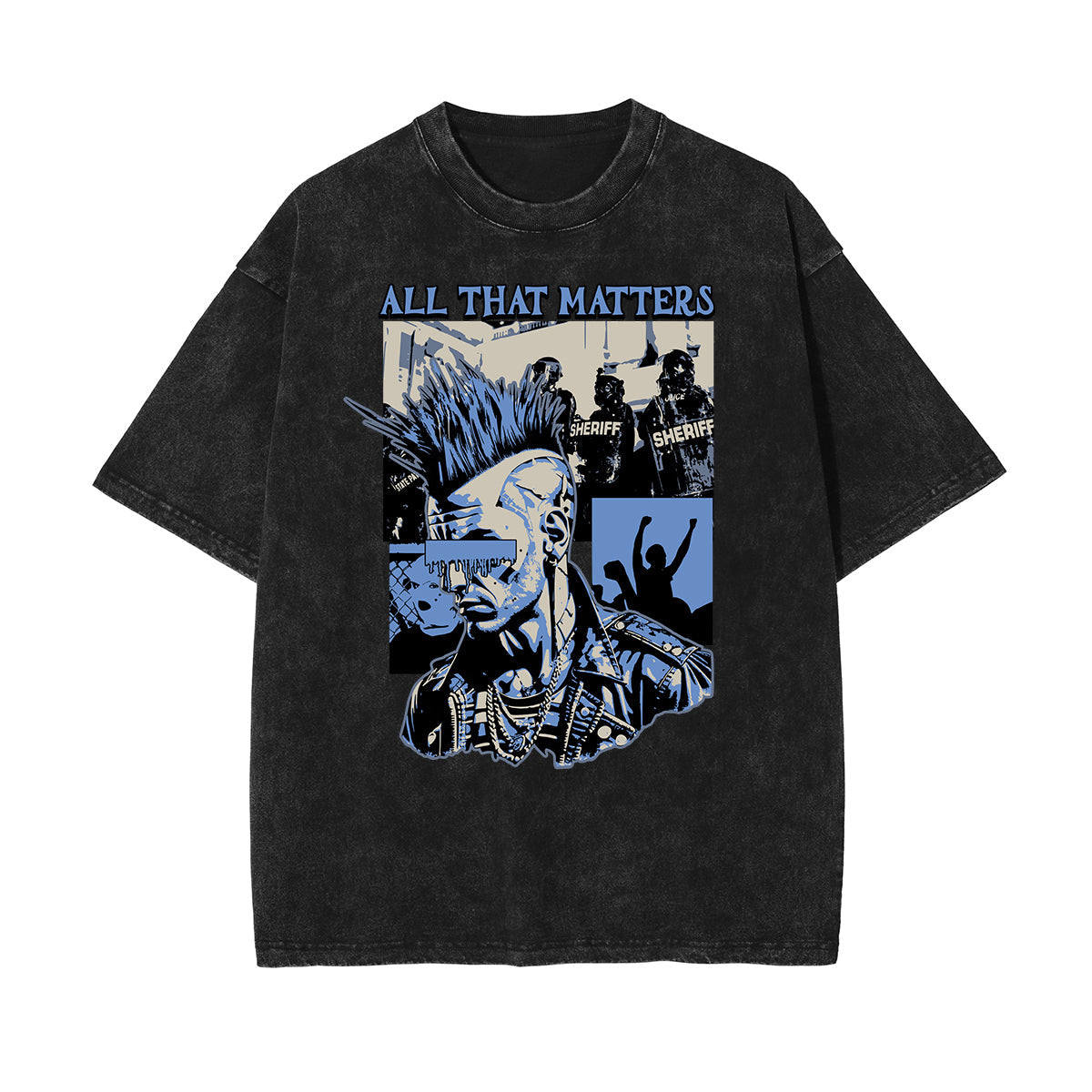 Stone Wash Rock Style Pattern T Shirt