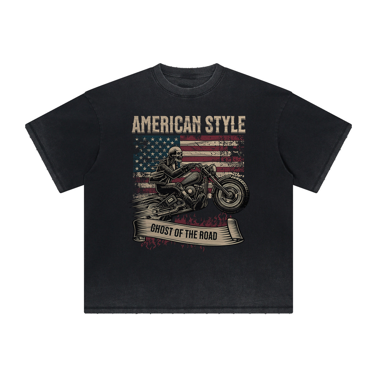 Thick Faded Rock Style Graphic T Shirt