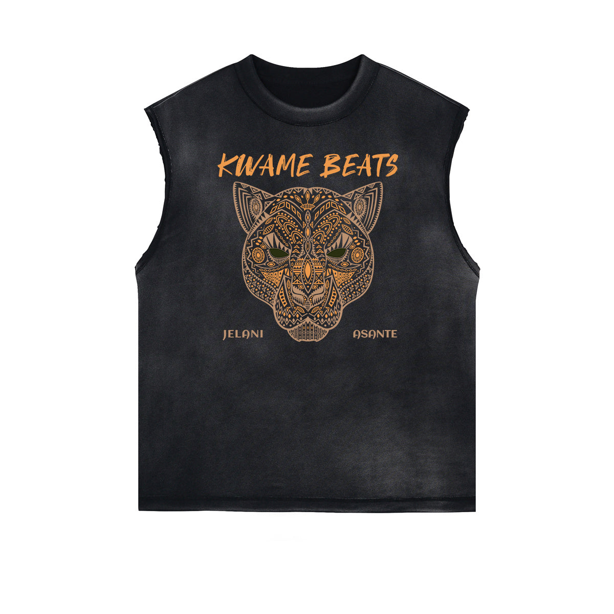 Distressed Sleeveless African Totem Tee