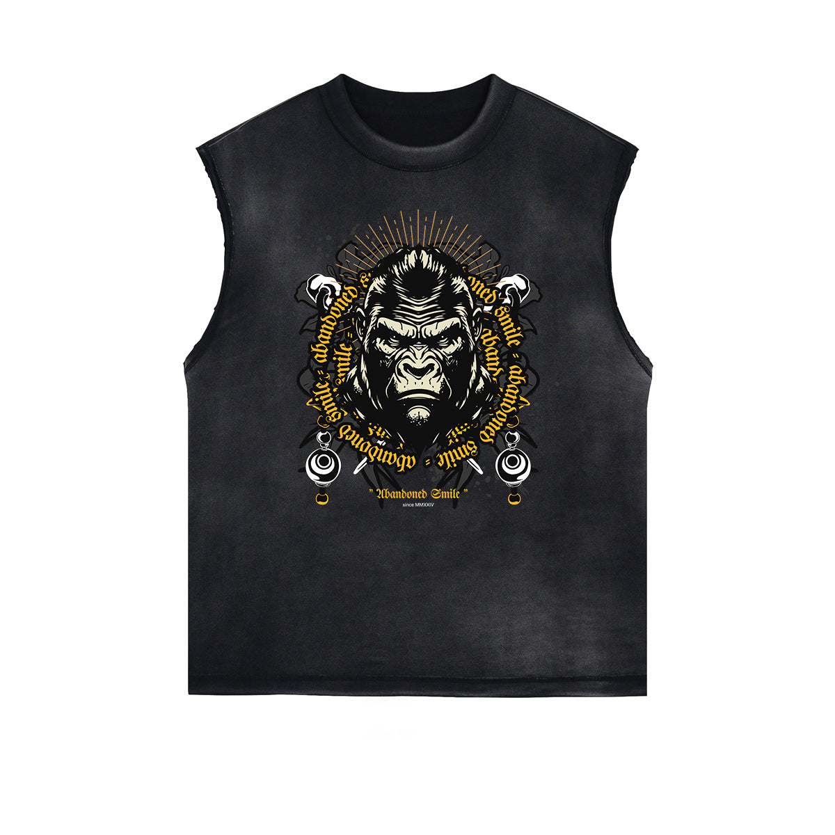 Distressed Sleeveless African Totem Tee