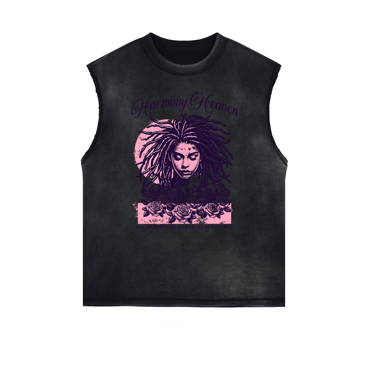 Distressed Sleeveless African Totem Tee