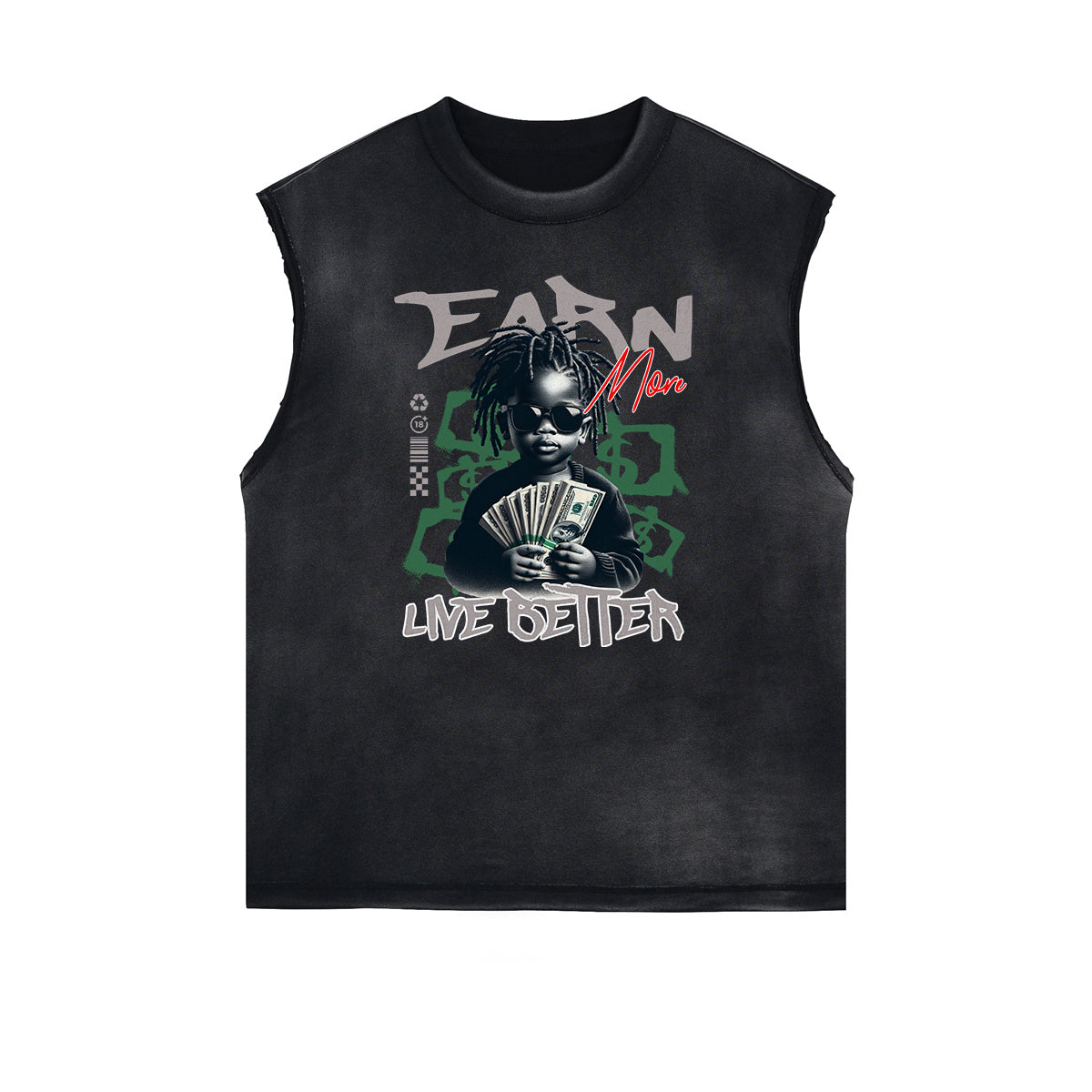 Distressed Sleeveless African Totem Tee