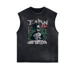 Distressed Sleeveless African Totem Tee