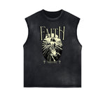 Distressed Sleeveless Gods & Faith Pattern Tee