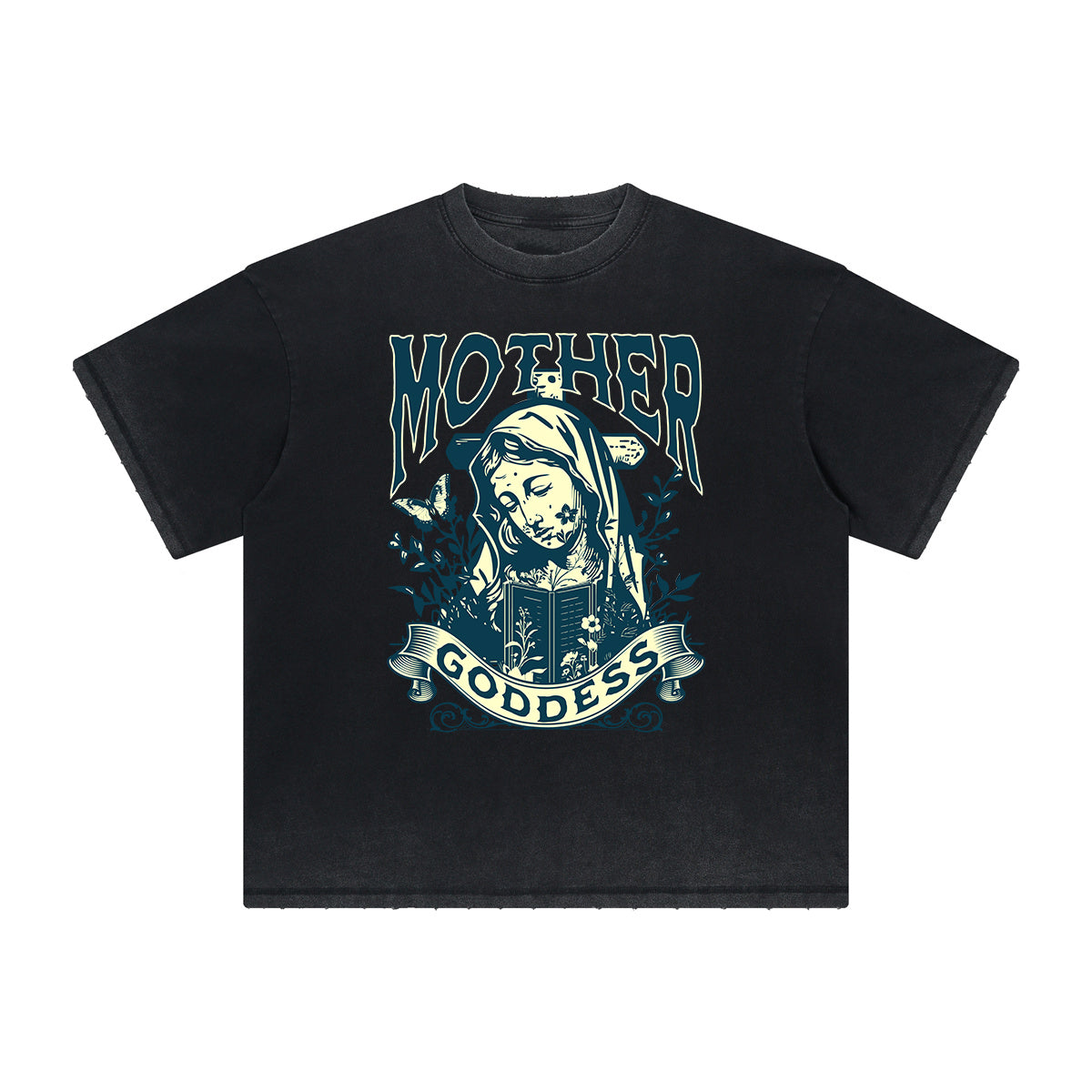 Vintage Frayed Gods & Faith Pattern Tee