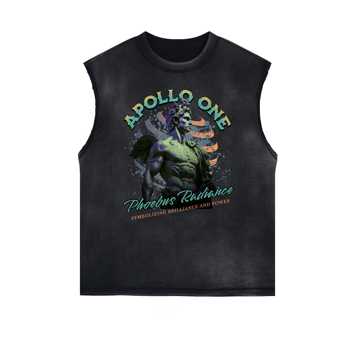 Distressed Sleeveless Gods & Faith Pattern Tee