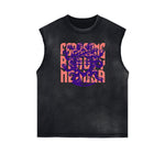 Distressed Sleeveless Gods & Faith Pattern Tee