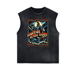 Distressed Sleeveless Gods & Faith Pattern Tee