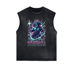 Distressed Sleeveless Gods & Faith Pattern Tee