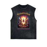 Distressed Sleeveless Gods & Faith Pattern Tee
