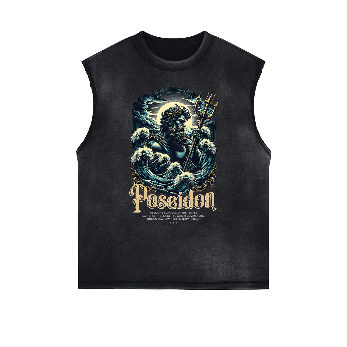 Distressed Sleeveless Gods & Faith Pattern Tee