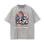 Washed Playful Cartoon Graphic Cotton Tee