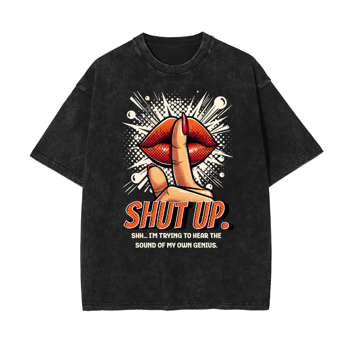 Stone Wash Playful Cartoon Graphic Tee