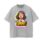 Washed Playful Cartoon Graphic Cotton Tee