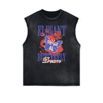 Distressed Sleeveless Butterfly Pattern Tee