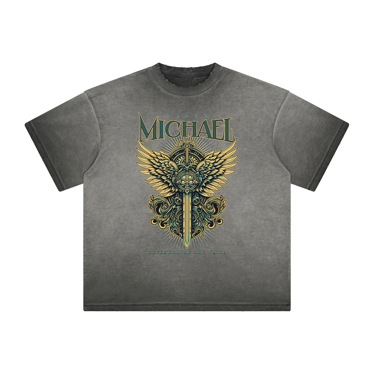 Vintage Frayed Fallen Angel Pattern Tee