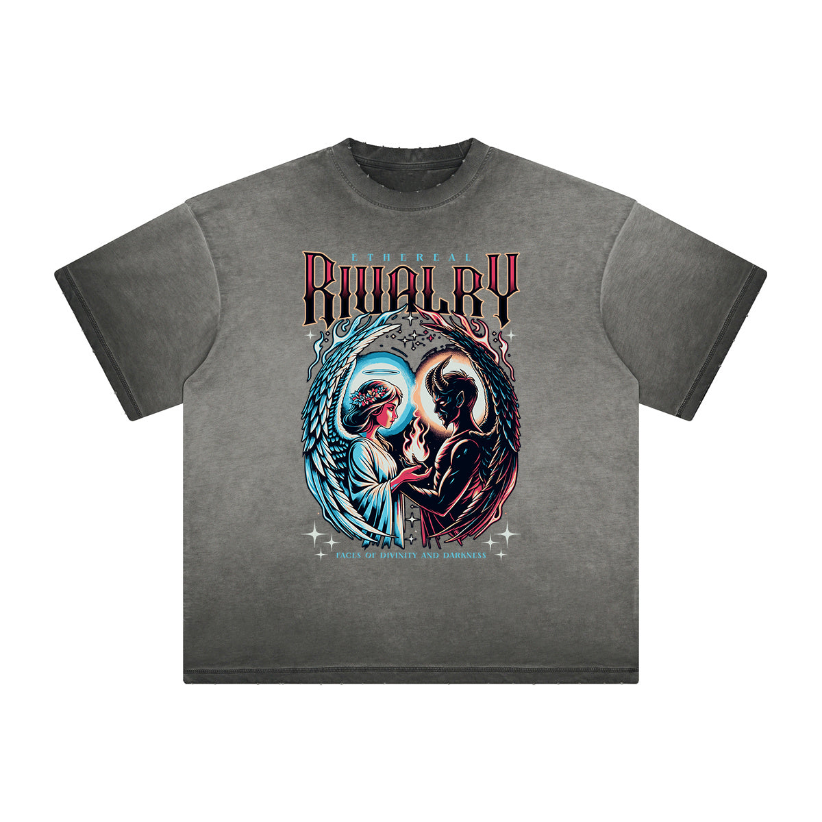 Vintage Frayed Fallen Angel Pattern Tee