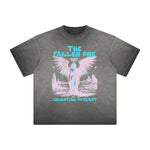 Vintage Frayed Fallen Angel Pattern Tee