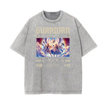 Stone Wash Fallen Angel Pattern T Shirt