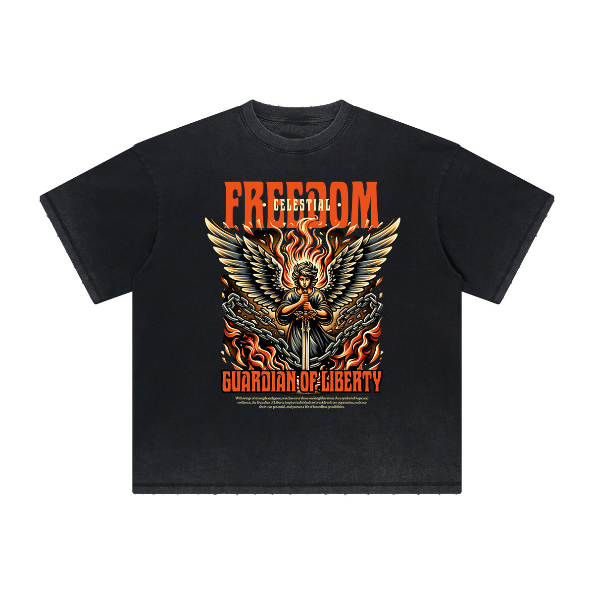 Thick Faded Fallen Angel Graphic T Shirt