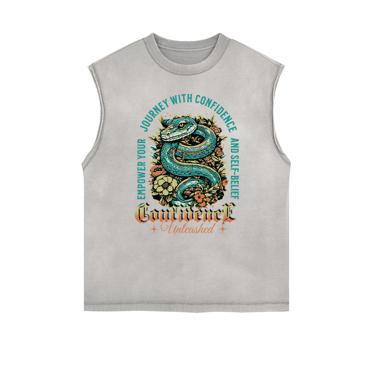 Distressed Sleeveless Floral Pattern Tee