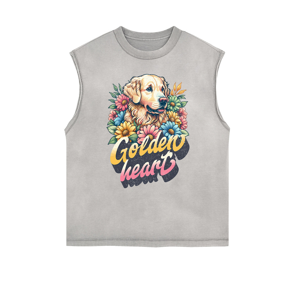 Distressed Sleeveless Floral Pattern Tee