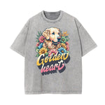 Stone Wash Floral Pattern T Shirt