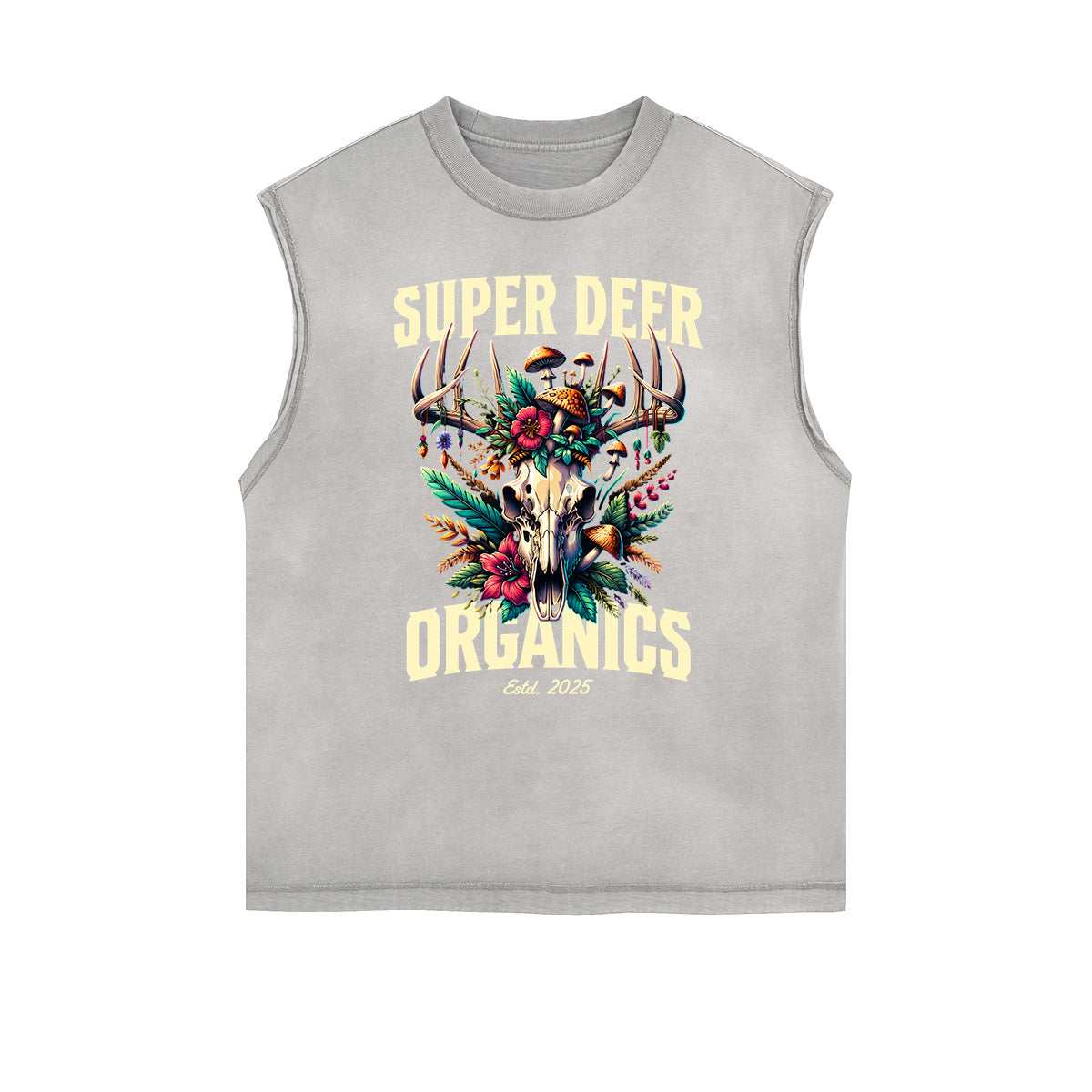 Distressed Sleeveless Floral Pattern Tee