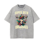 Stone Wash Floral Pattern T Shirt