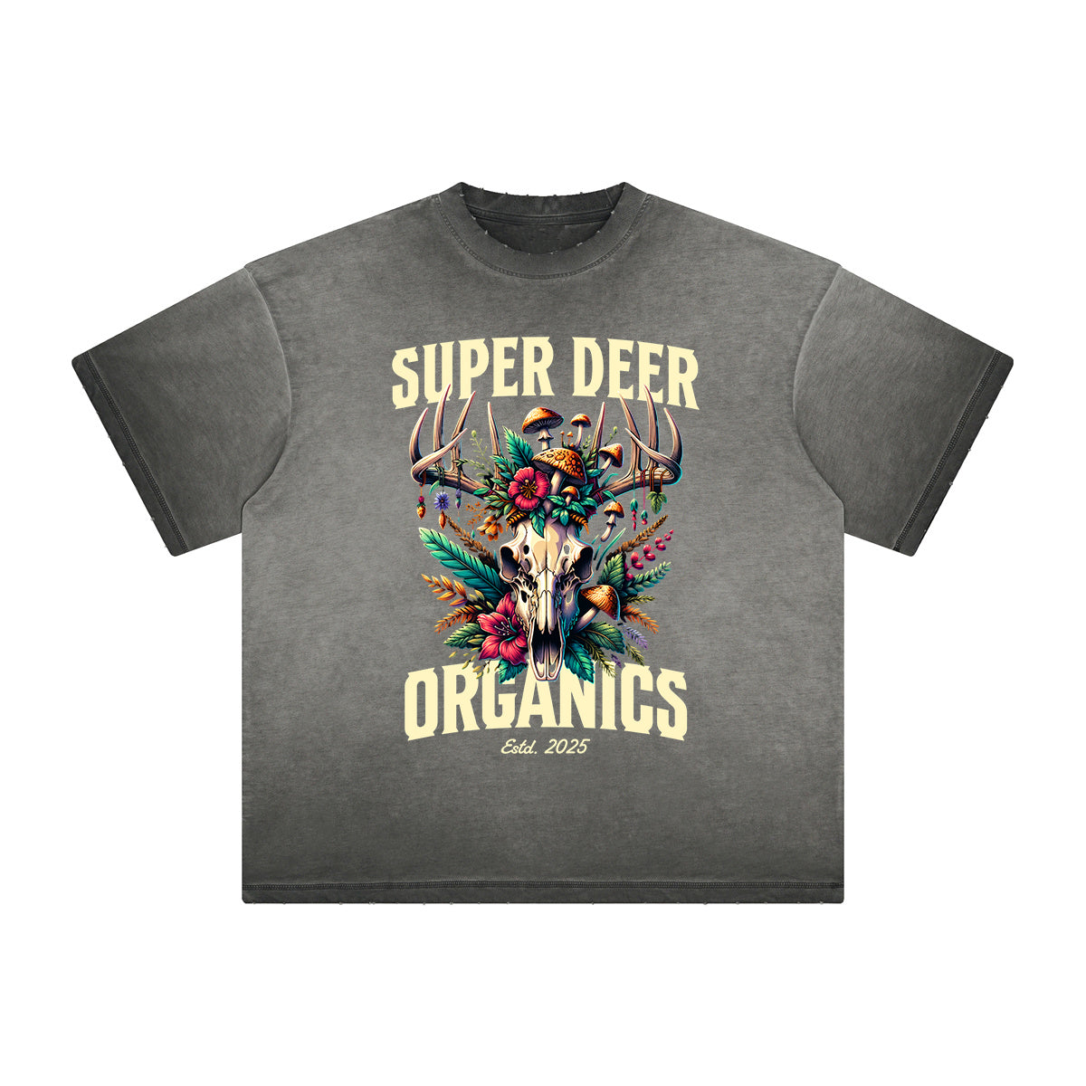 Thick Faded Floral Graphic T Shirt