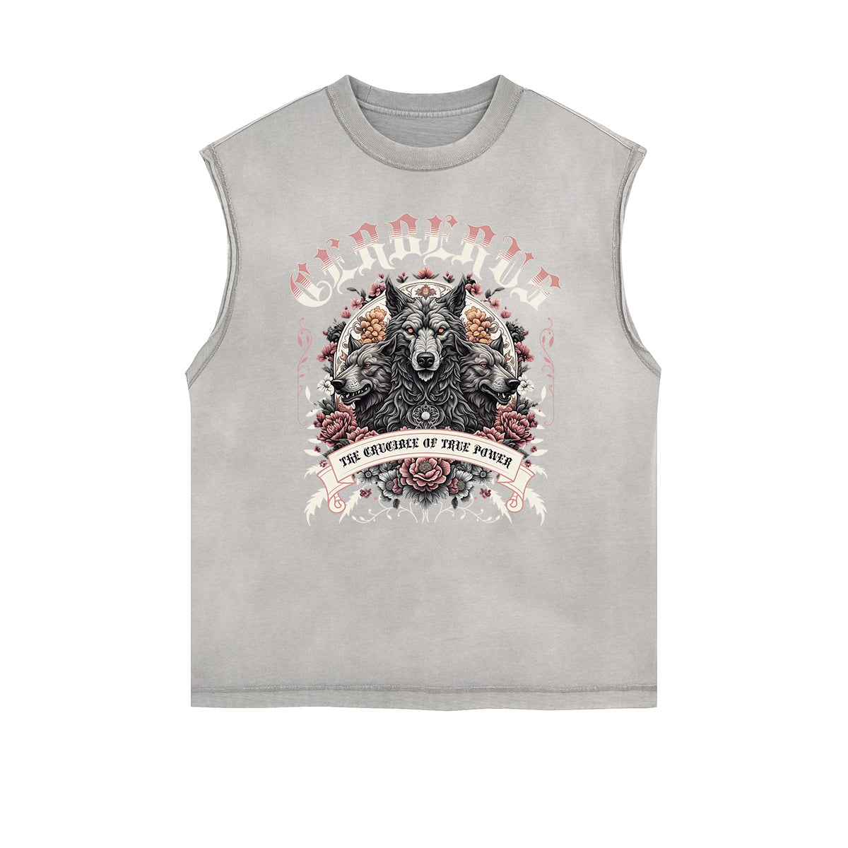 Distressed Sleeveless Floral Pattern Tee