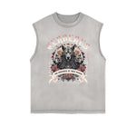 Distressed Sleeveless Floral Pattern Tee