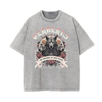 Stone Wash Floral Pattern T Shirt