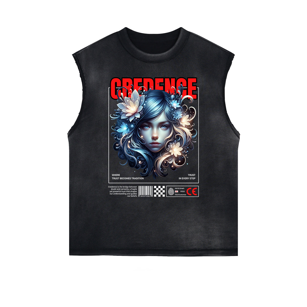 Frayed Edge Floral Graphic Tank Top