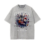 Stone Wash Floral Pattern T Shirt