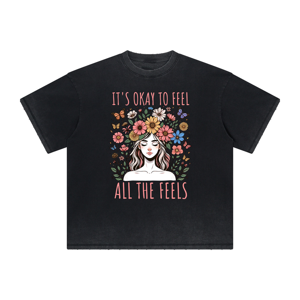 Vintage Frayed Floral Pattern Tee