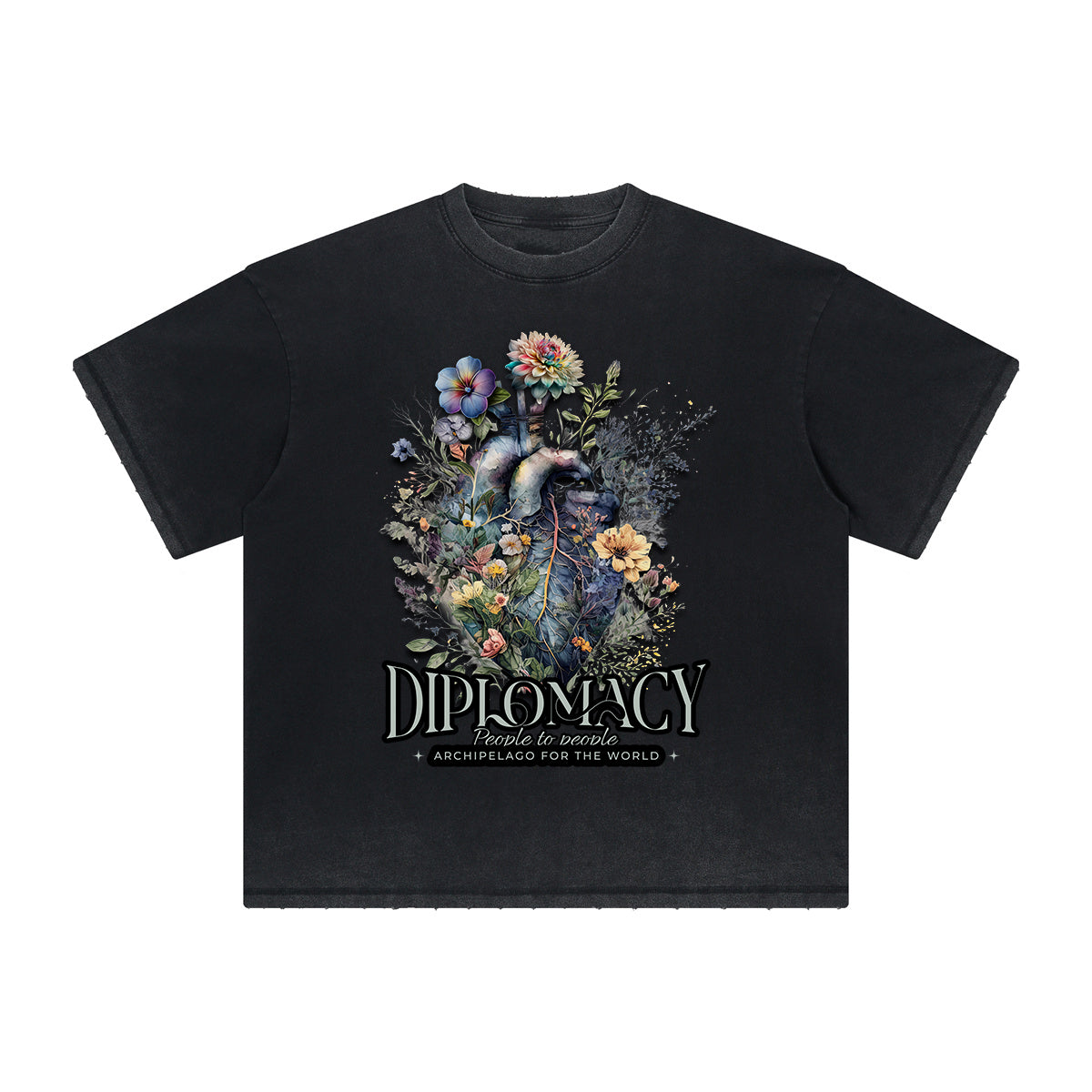 Vintage Frayed Floral Pattern Tee