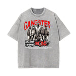 Washed Gangster Style Graphic Cotton Tee