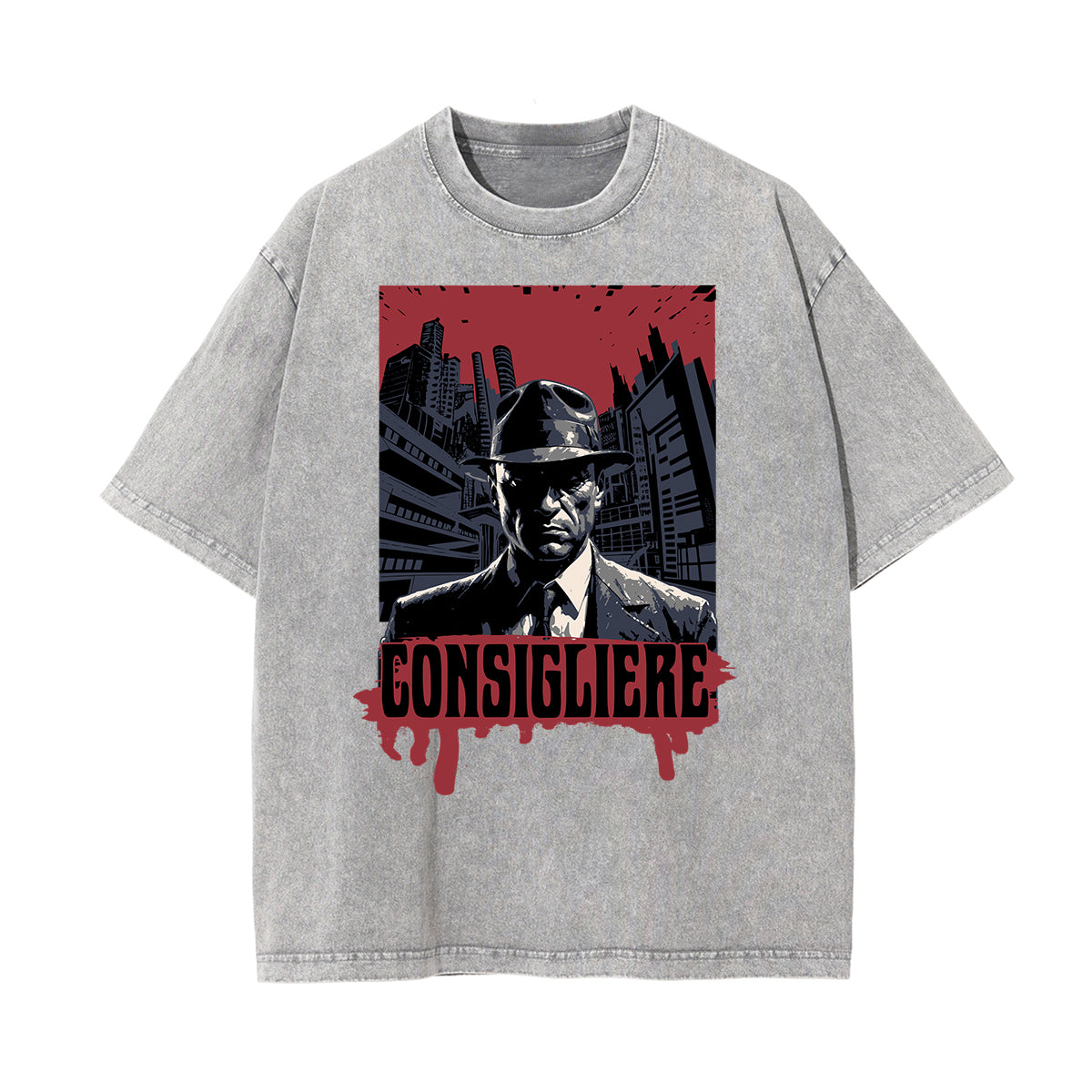 Washed Gangster Style Graphic Cotton Tee