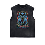 Frayed Edge Gangster Style Graphic Tank Top